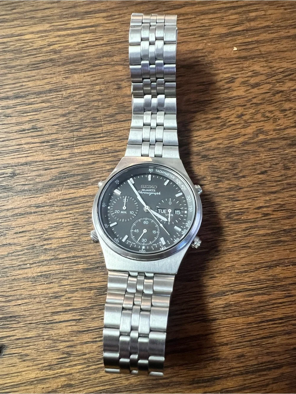 Vintage July 1987 Seiko 7A38-7270 Quartz Chronograph Watch - Original Bracelet